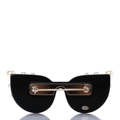 Chanel Metal Resin Crystal Pearl Sunglass Brooch Gold Black Pink Pearly White 2 of 4