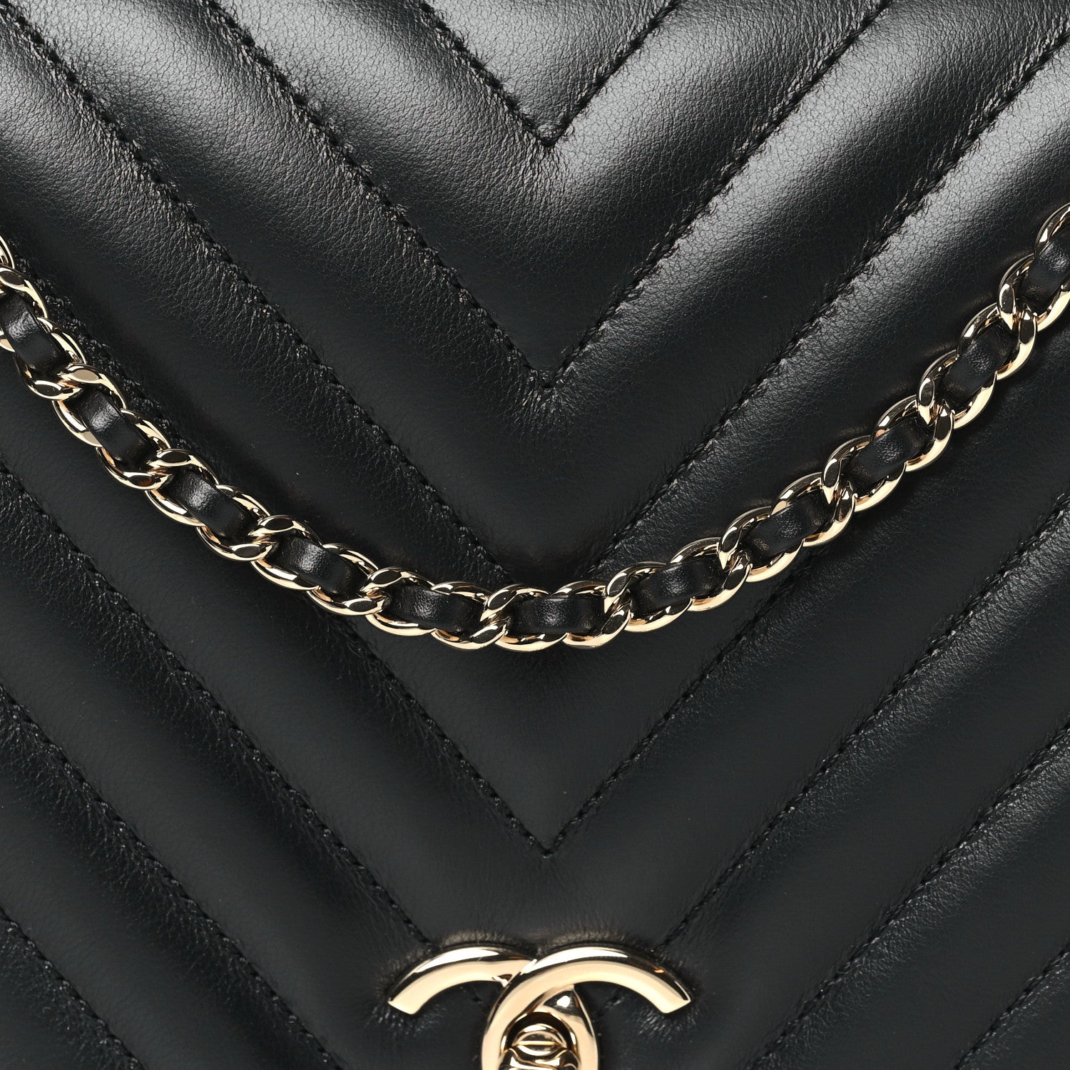 Chanel Calfskin Chevron Quilted Medium Statement Flap Black 8 of 10