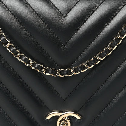 Chanel Calfskin Chevron Quilted Medium Statement Flap Black 8 of 10