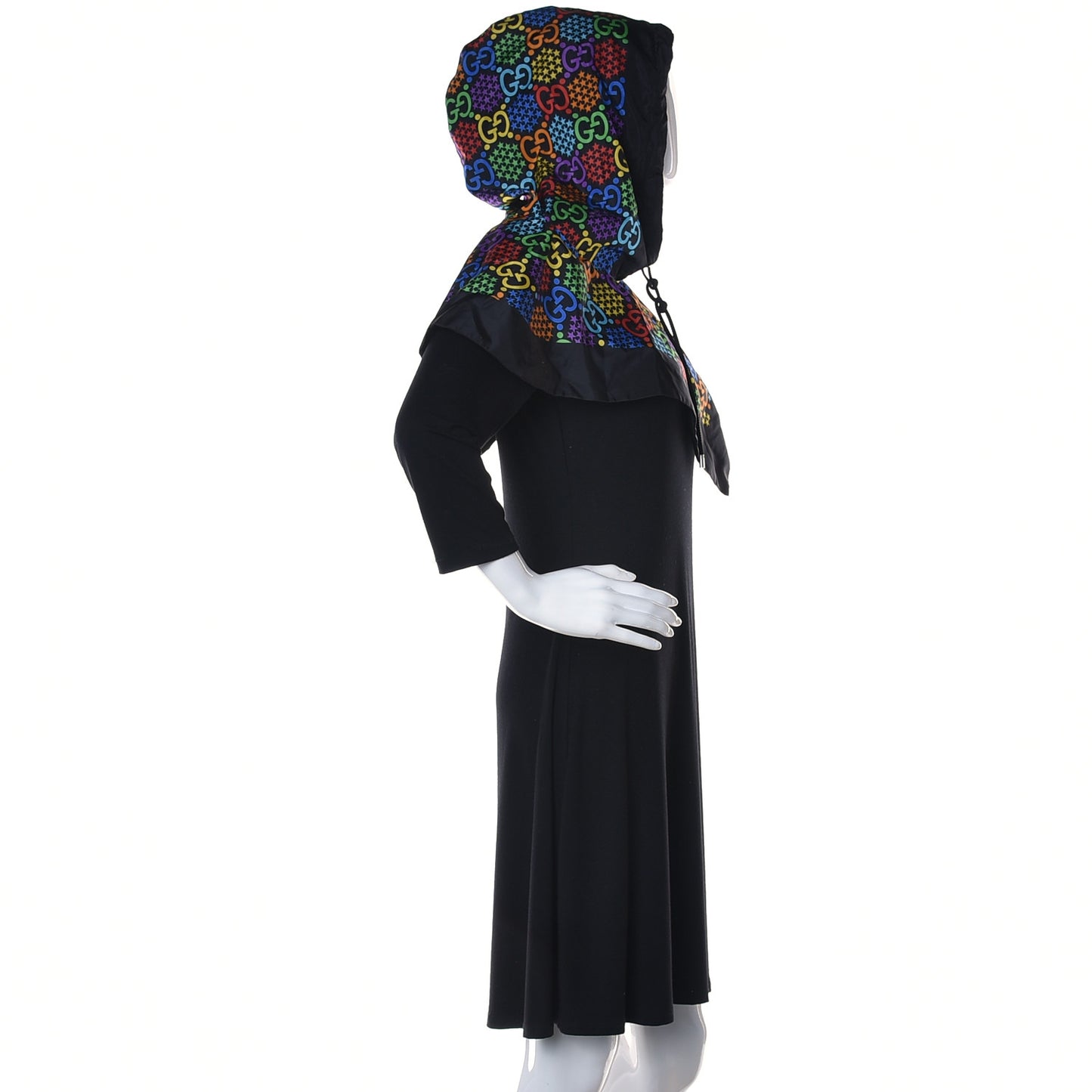 Silk Nylon Monogram Psychedelic Rain Hood Black
