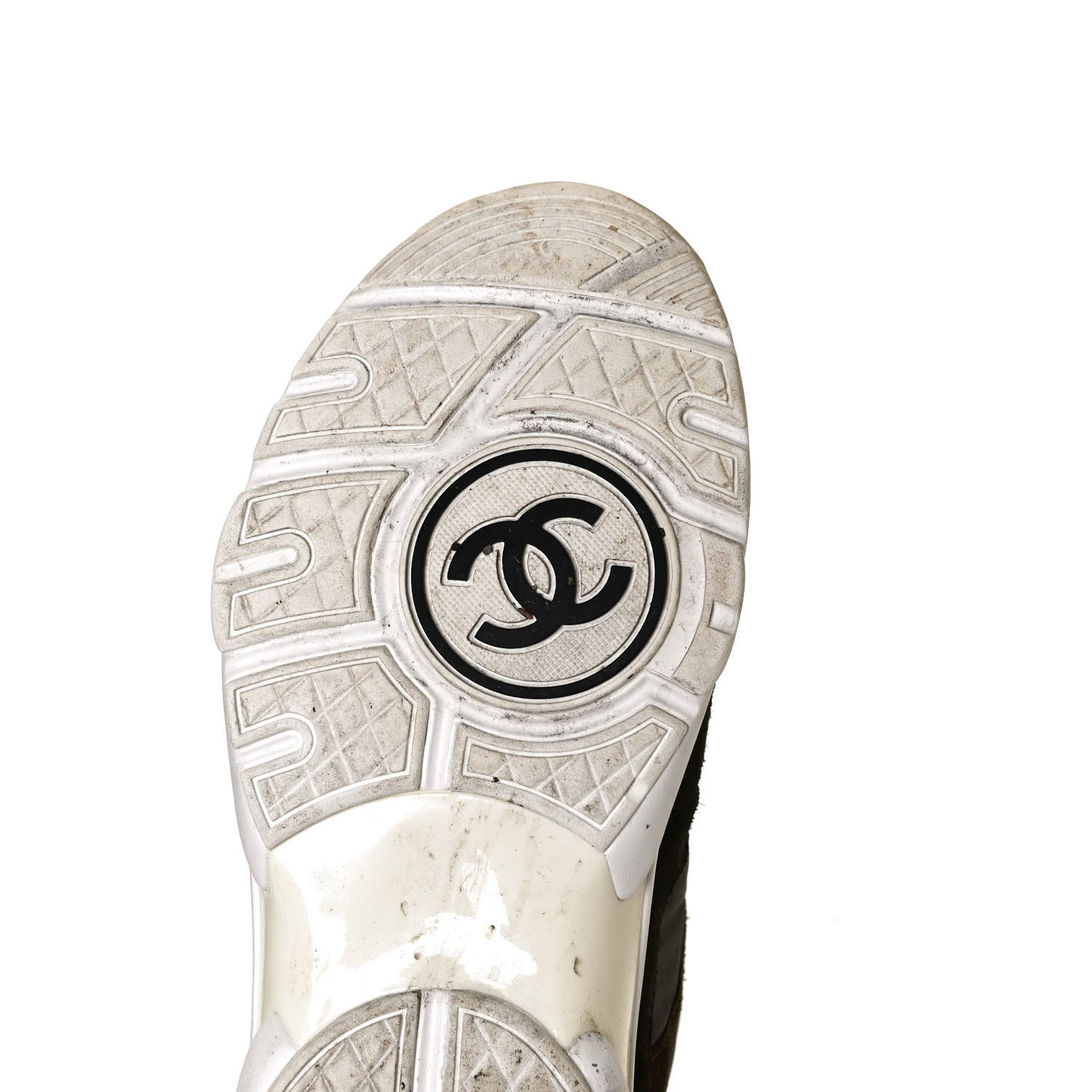 Chanel Fabric Calfskin Suede CC Womens Sneakers 37.5 Dark Green 8 of 10