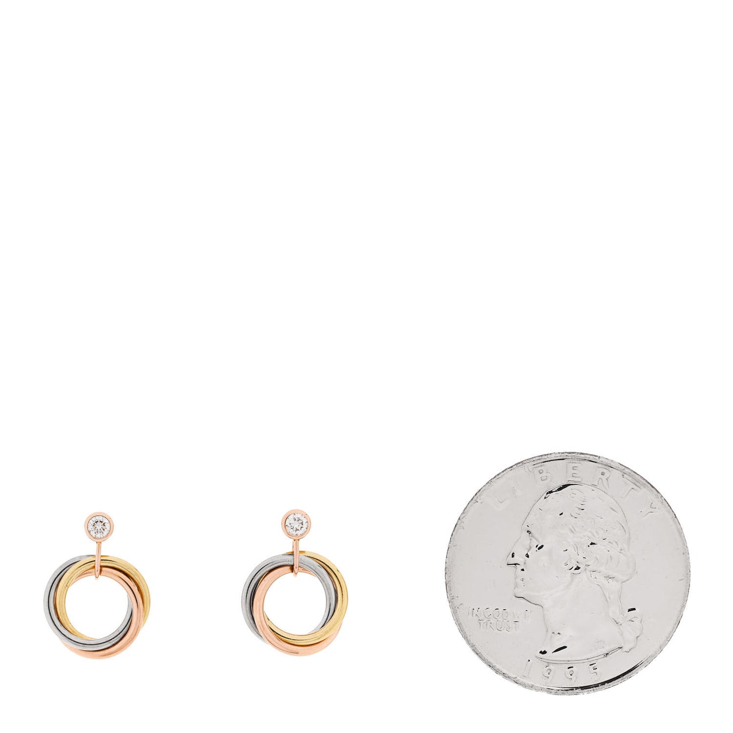 18K Pink Yellow White Gold Diamond Trinity Drop Earrings