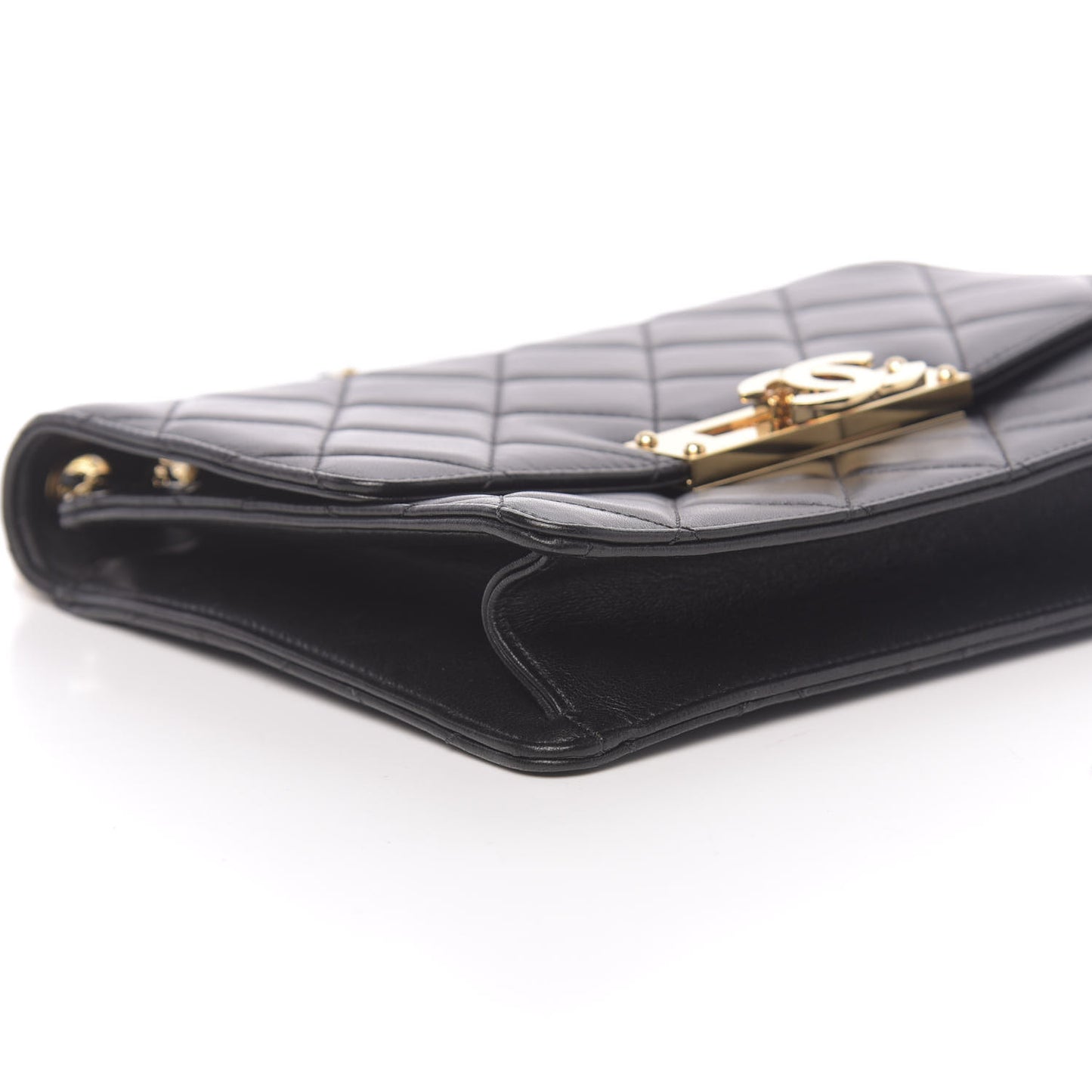 Lambskin Quilted Medium Golden Class Flap Black