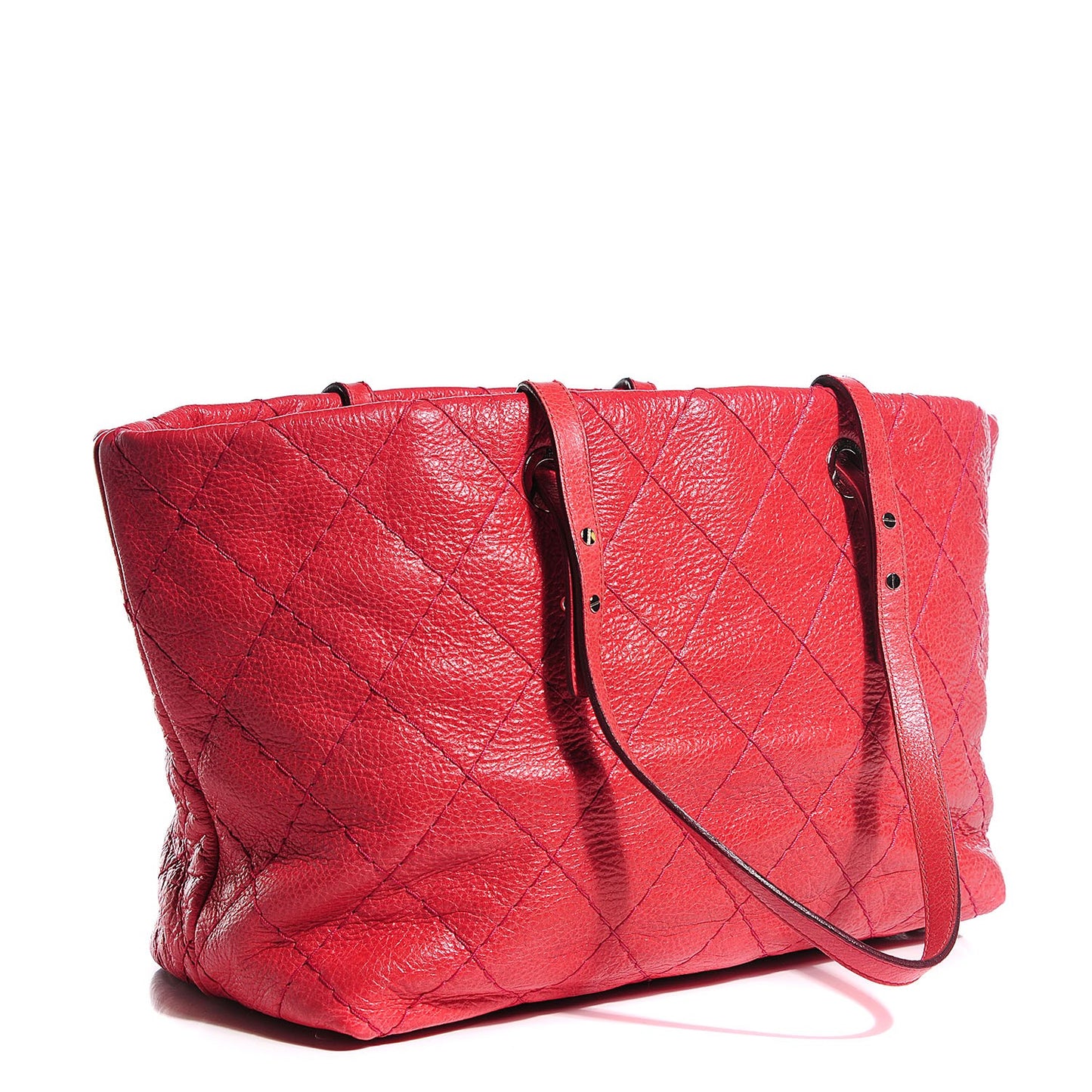 Glazed Calfskin Small On The Road Tote Red