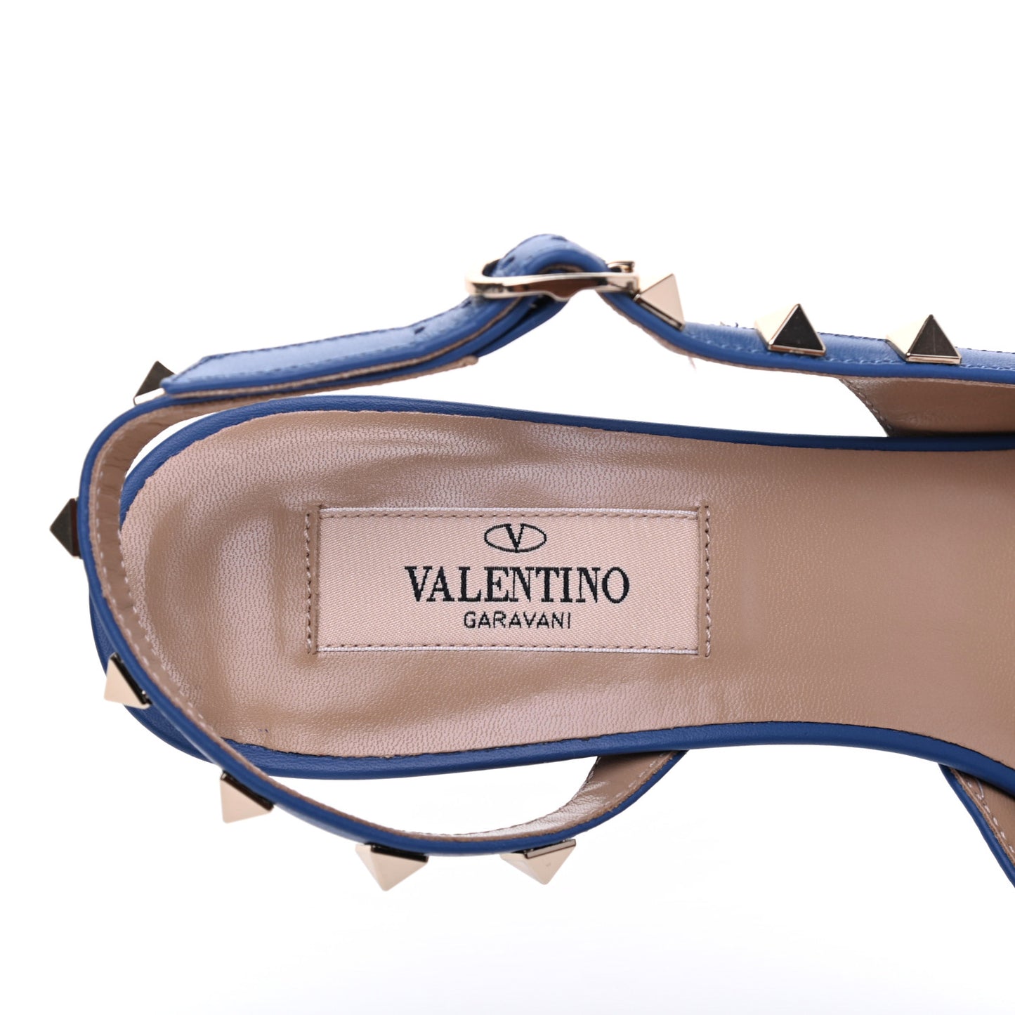 Pebbled Calfskin Rockstud Half D'Orsay Slingback 50mm Pumps 36 Baltique