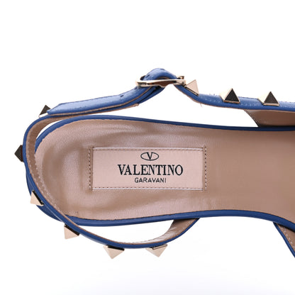 Valentino Garavani Pebbled Calfskin Rockstud Half D'Orsay Slingback 50mm Pumps 36 Baltique 7 of 10