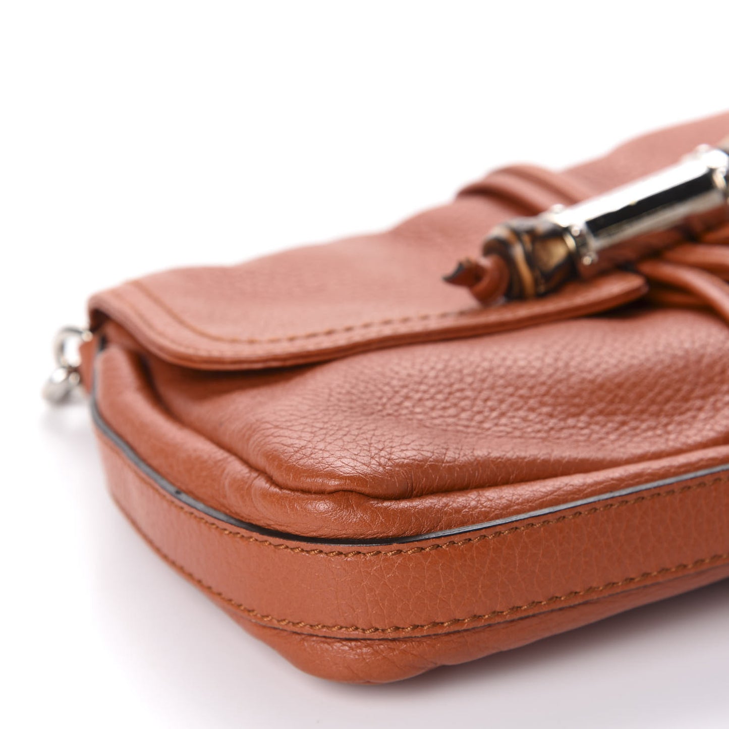 Calfskin Bamboo Croisette Evening Bag Orange