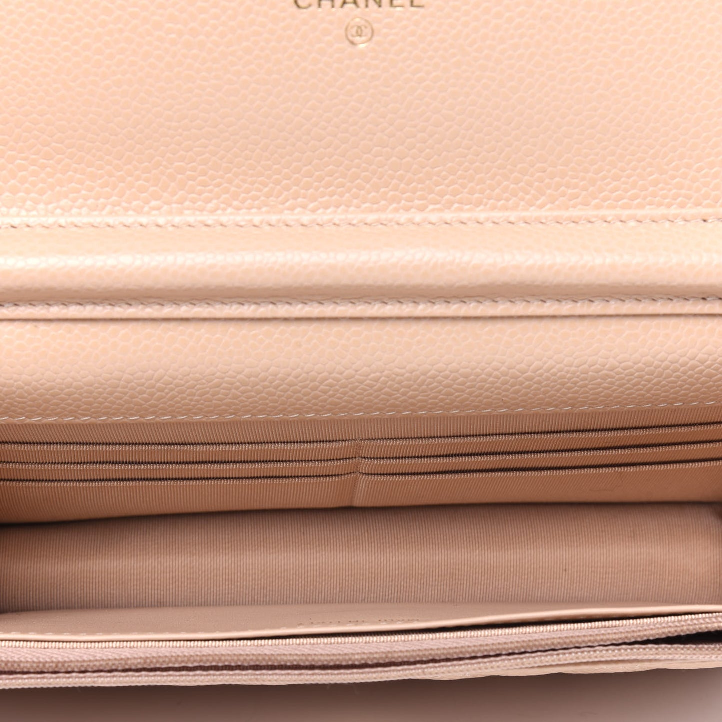 Caviar Quilted Wallet On Chain WOC Beige