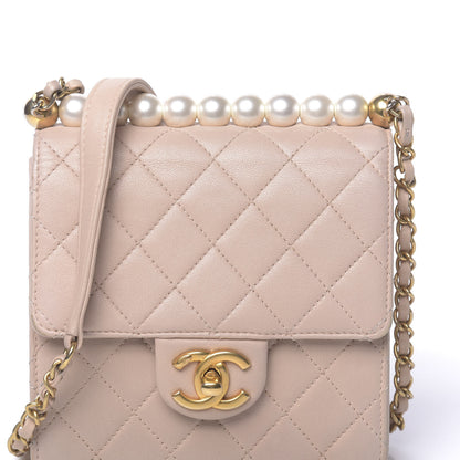 Chanel Lambskin Quilted Chic Pearls Flap Beige 12 of 12