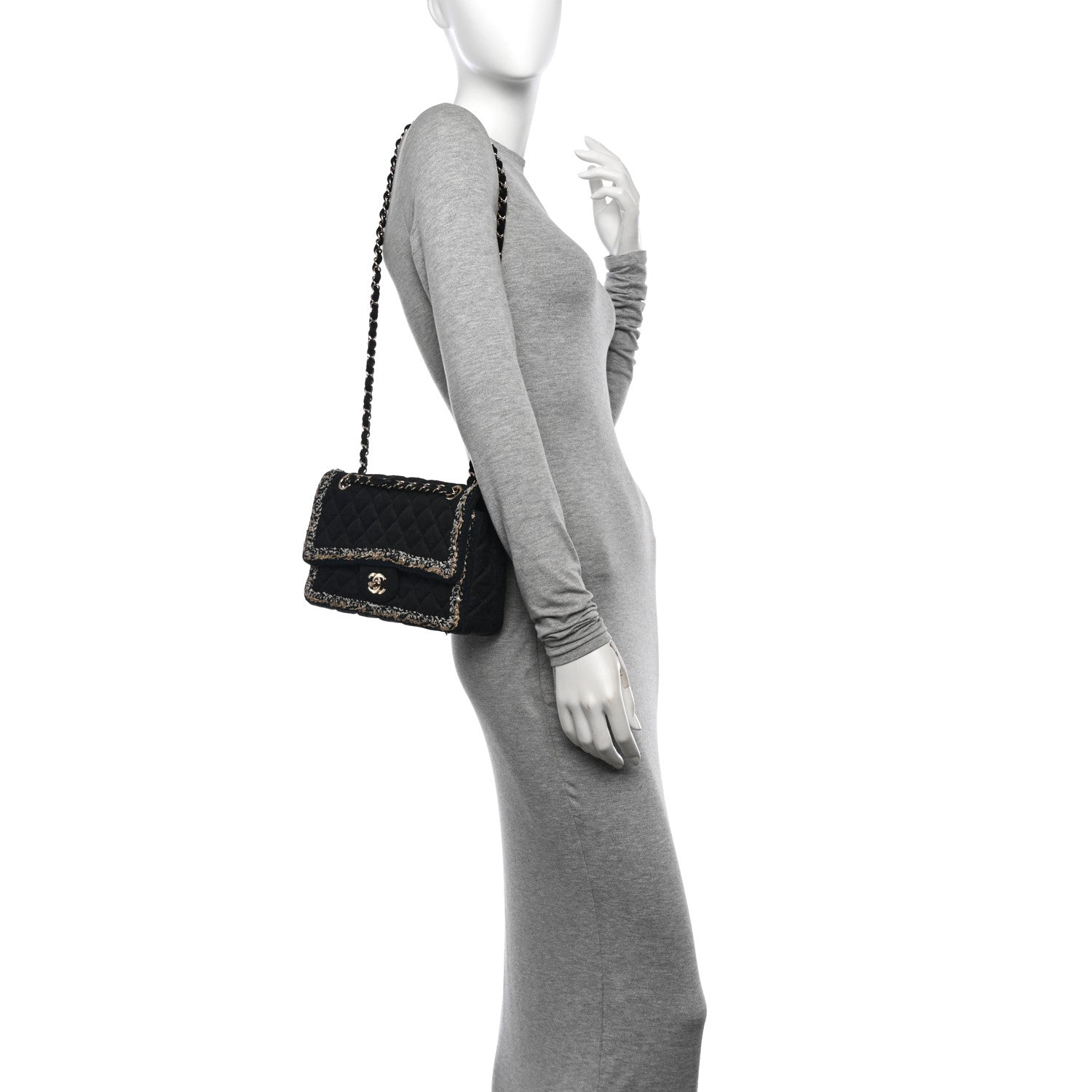 Chanel Denim Braided Medium Flap Bag Black 2 of 11