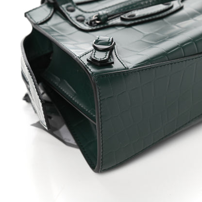 Balenciaga Semi Shiny Calfskin Crocodile Embossed Neo Classic Black Hardware Mini City Forest Green 9 of 9