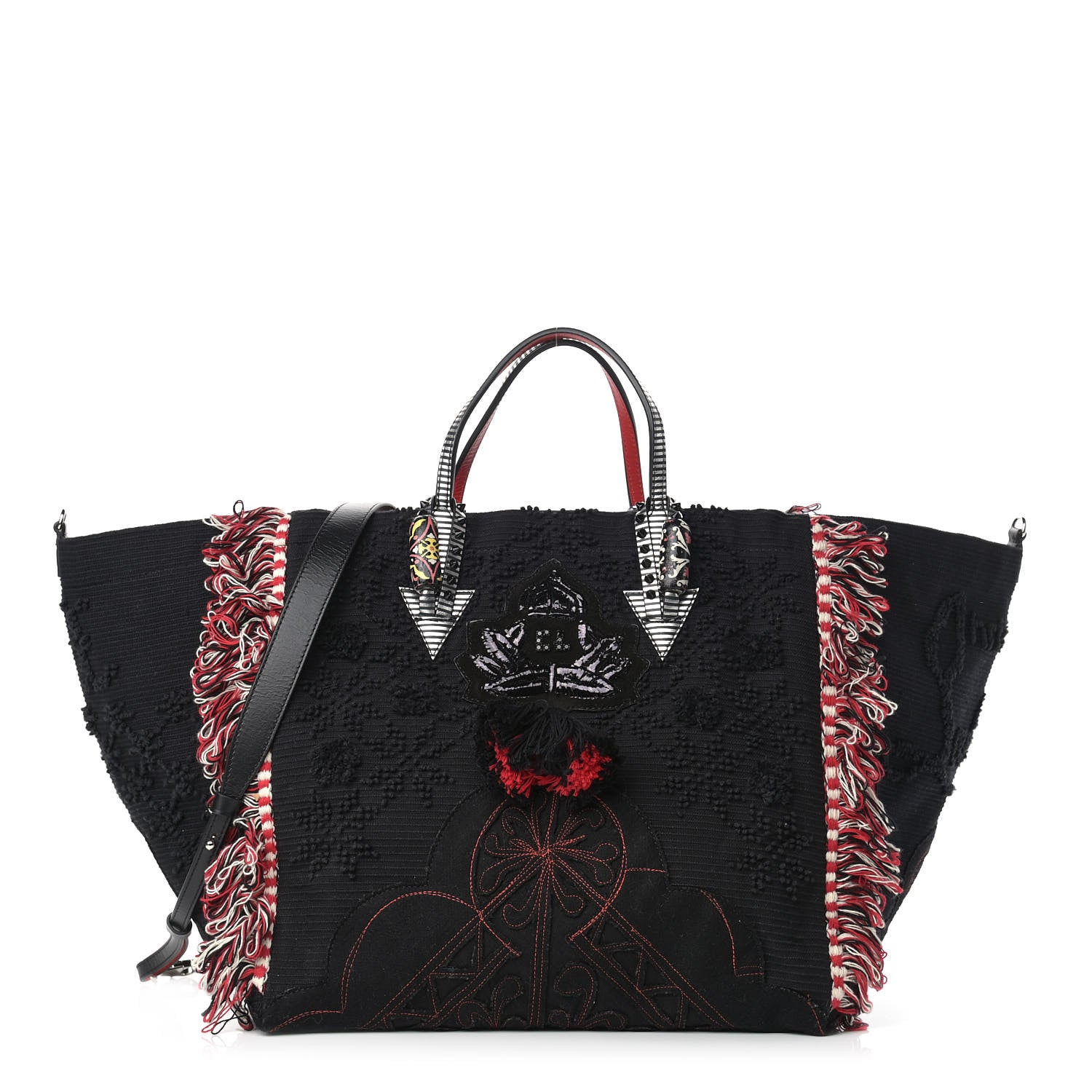 Christian Louboutin Cotton Embroidered Portugaba Black 1 of 10