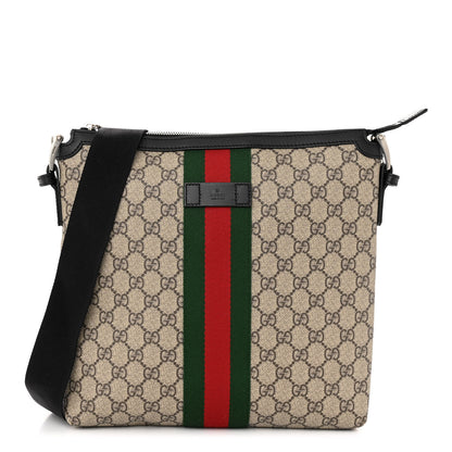 Gucci GG Supreme Monogram Web Messenger Bag Black 1 of 10