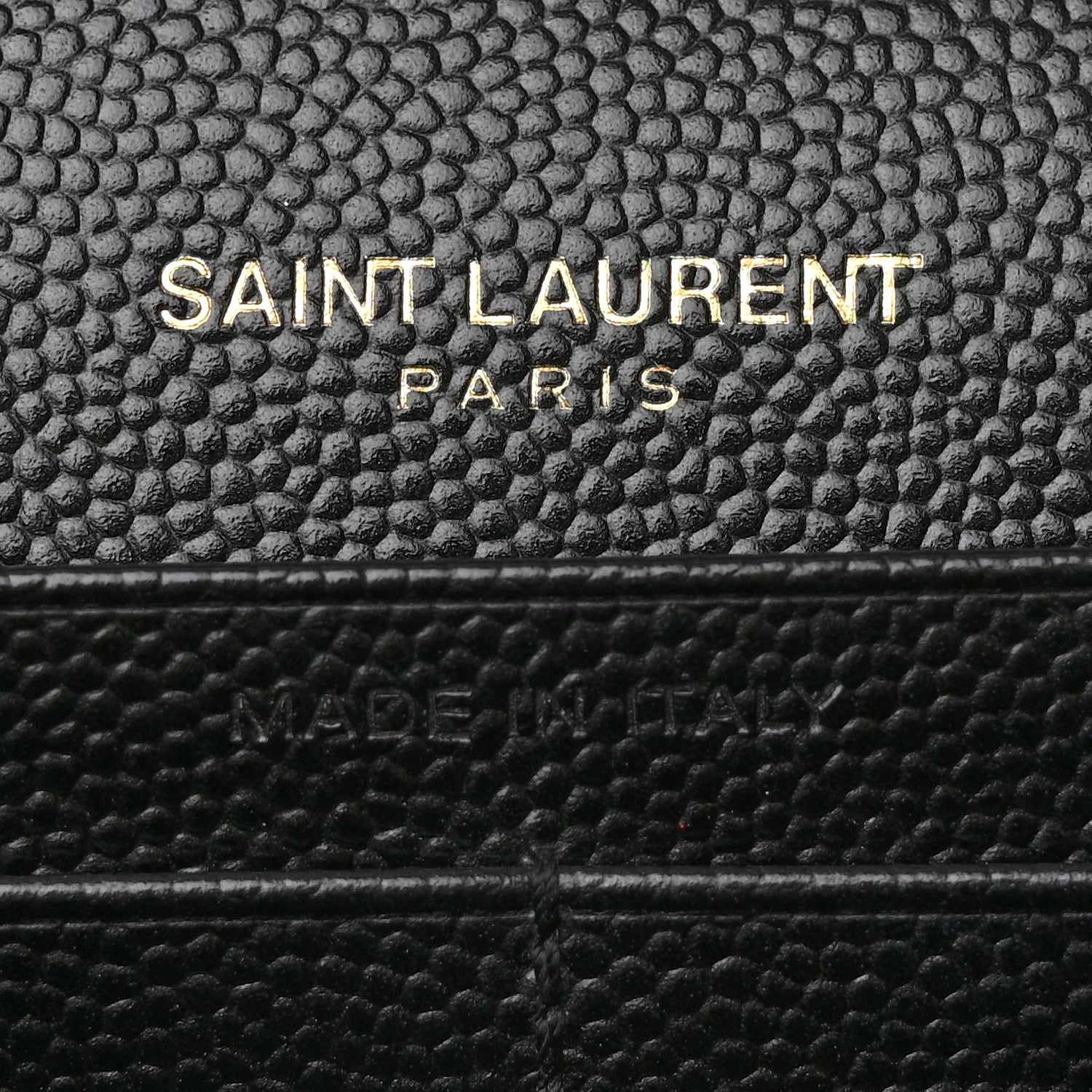 Saint Laurent Grain De Poudre Matelasse Chevron Monogram Chain Wallet Black 6 of 14