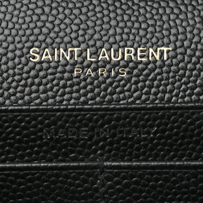 Saint Laurent Grain De Poudre Matelasse Chevron Monogram Chain Wallet Black 6 of 14