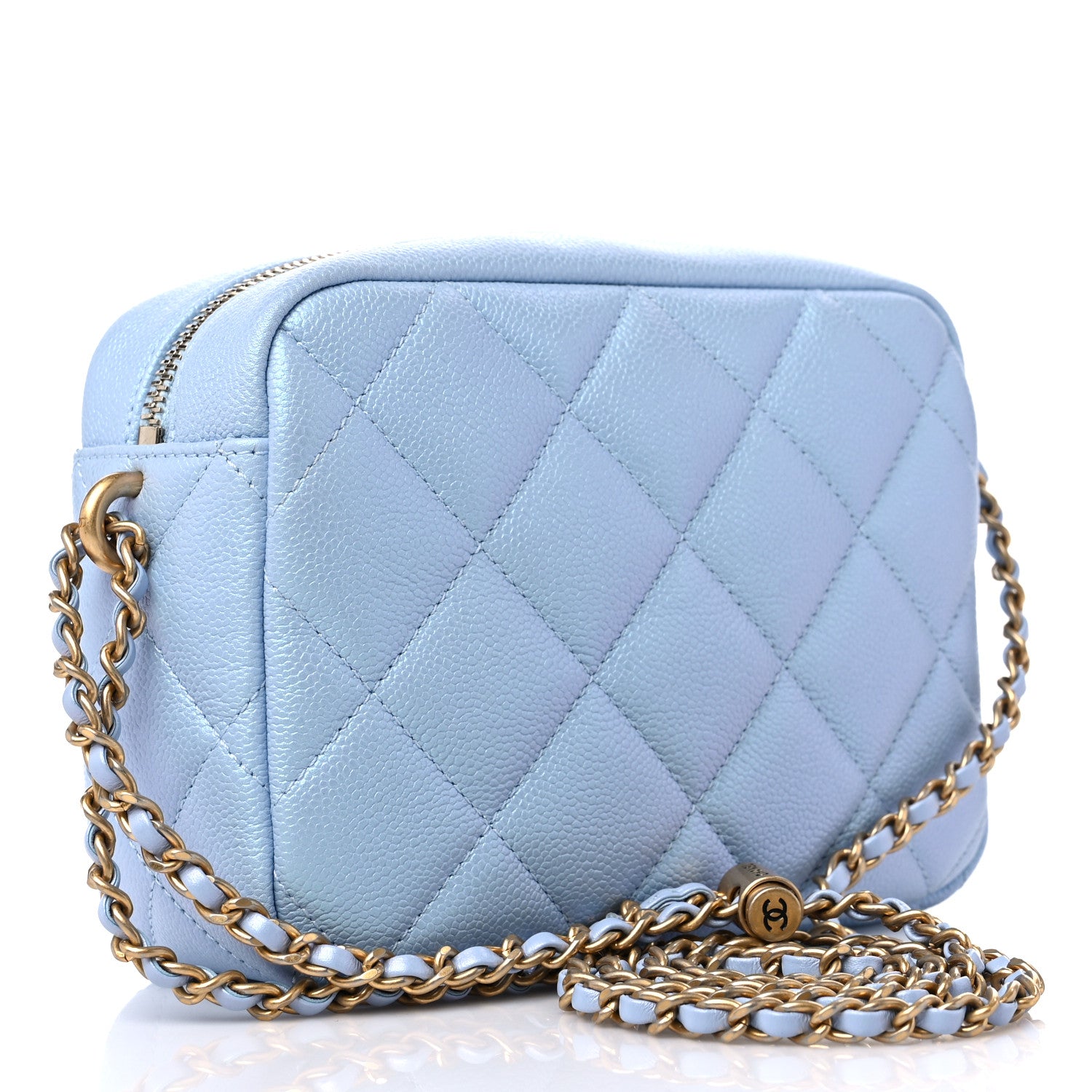 Chanel Iridescent Caviar Quilted Mini My Perfect Camera Case Light Blue 3 of 9