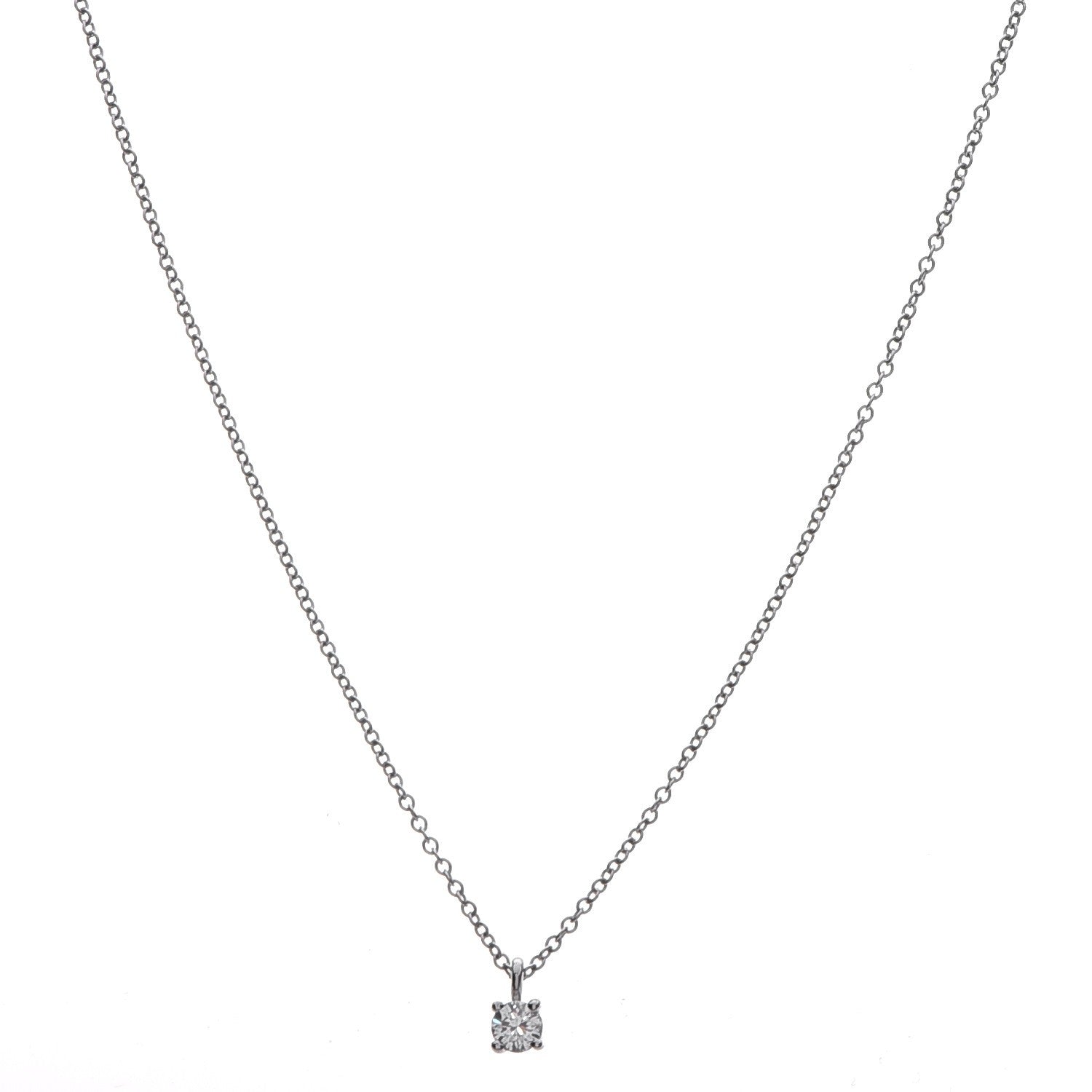 Tiffany Platinum Diamond .17ct Solitaire Pendant Necklace 3 of 12