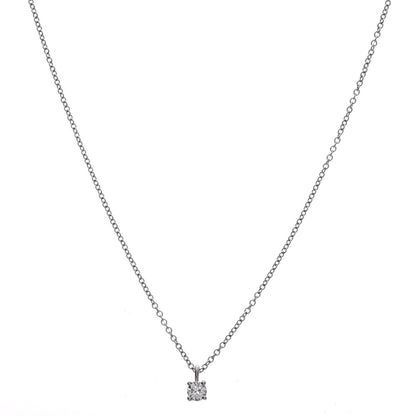 Tiffany Platinum Diamond .17ct Solitaire Pendant Necklace 3 of 12