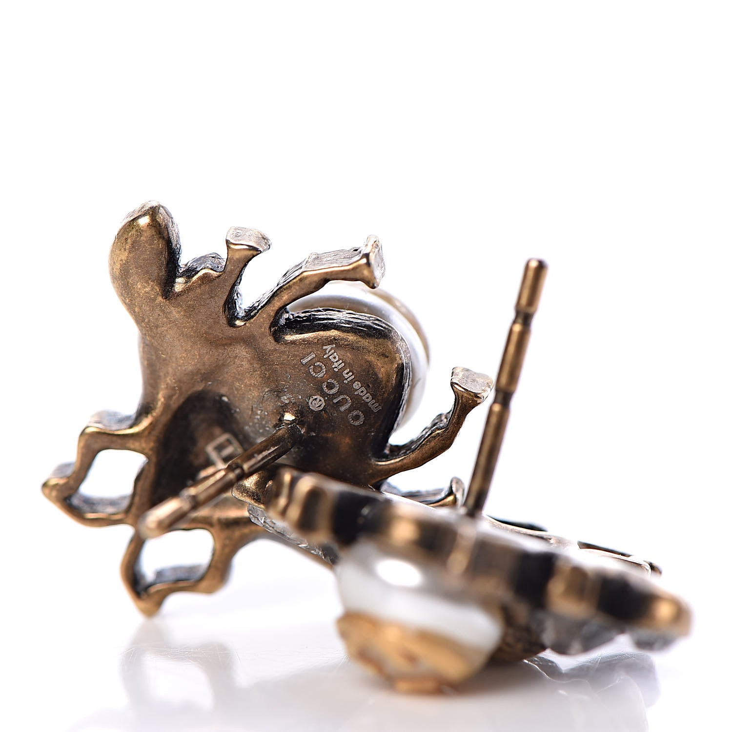 Gucci Crystal Pearl Bee Earrings Gold 4 of 4