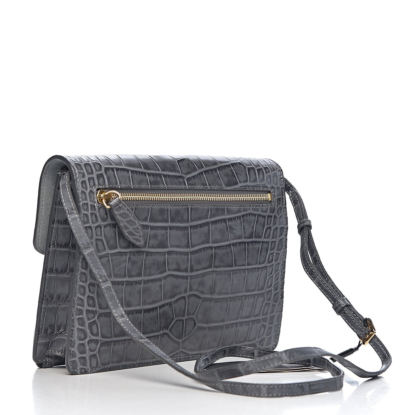 Alligator Small Macken Crossbody Bag Grey