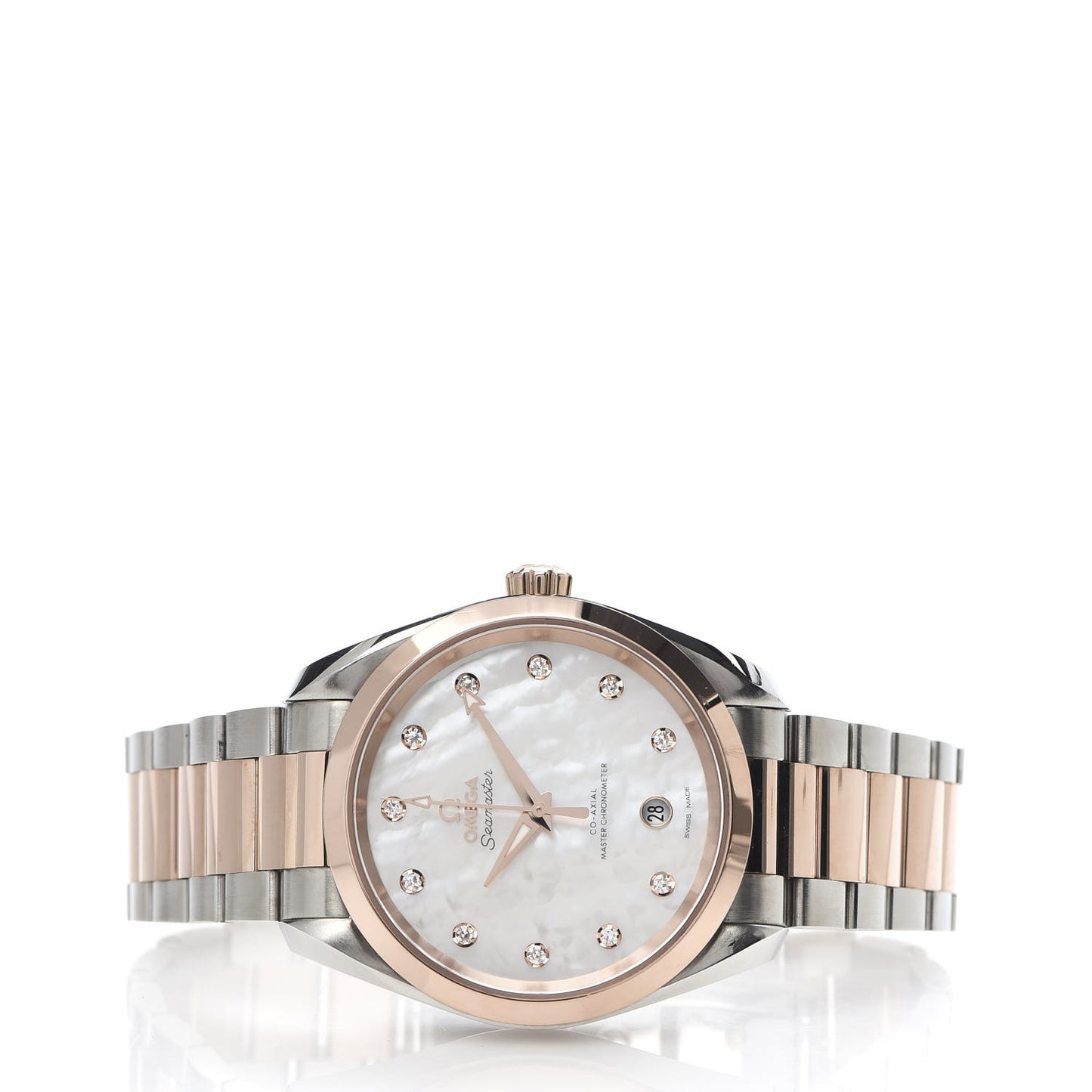 Stainless Steel 18K Sedna Gold Diamond Mother of Pearl 38mm Seamaster Aqua Terra Co-Axial Automatic Watch 220.20.38.20.55.001