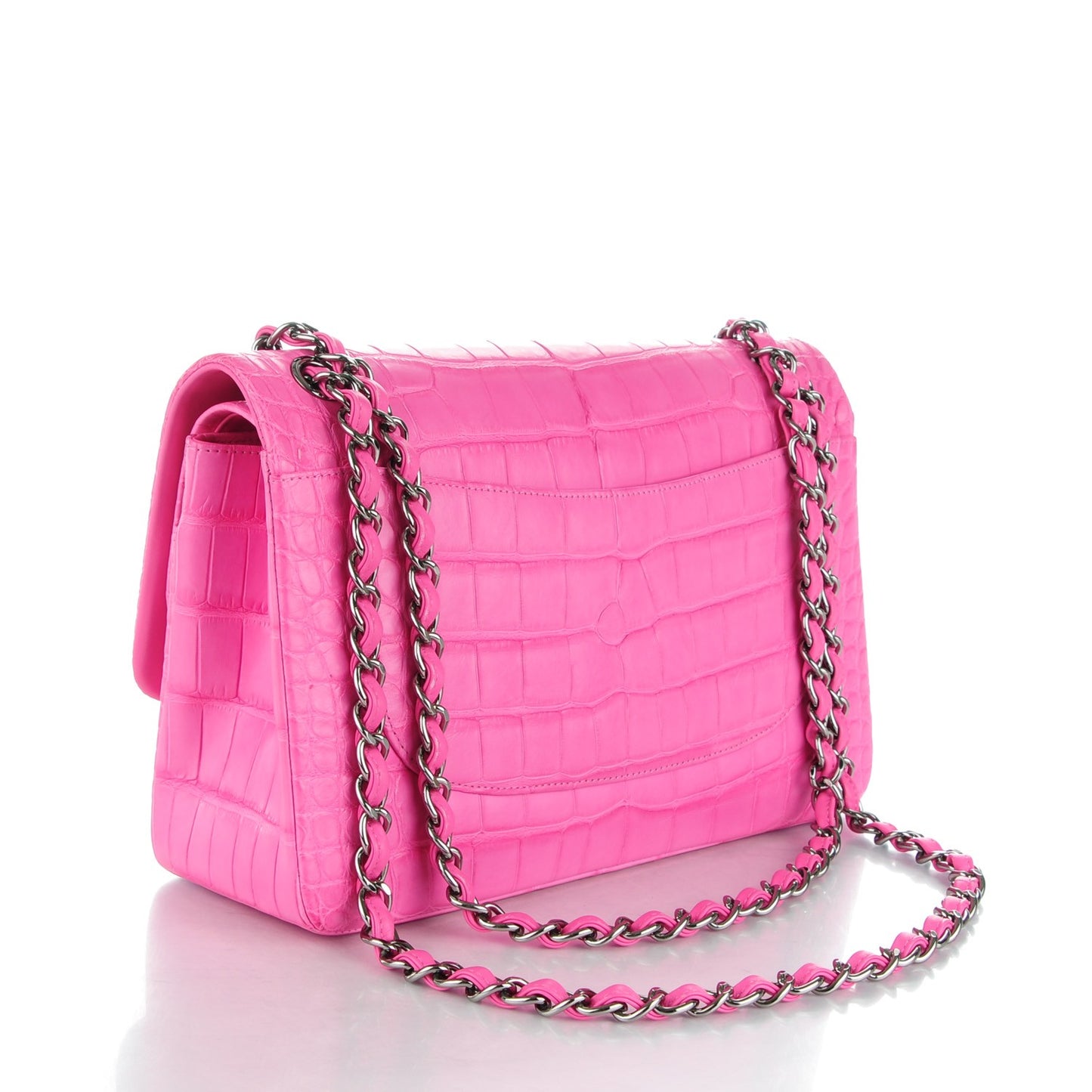 Matte Alligator Jumbo Double Flap Pink