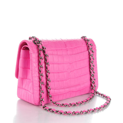 Chanel Matte Alligator Jumbo Double Flap Pink 3 of 12