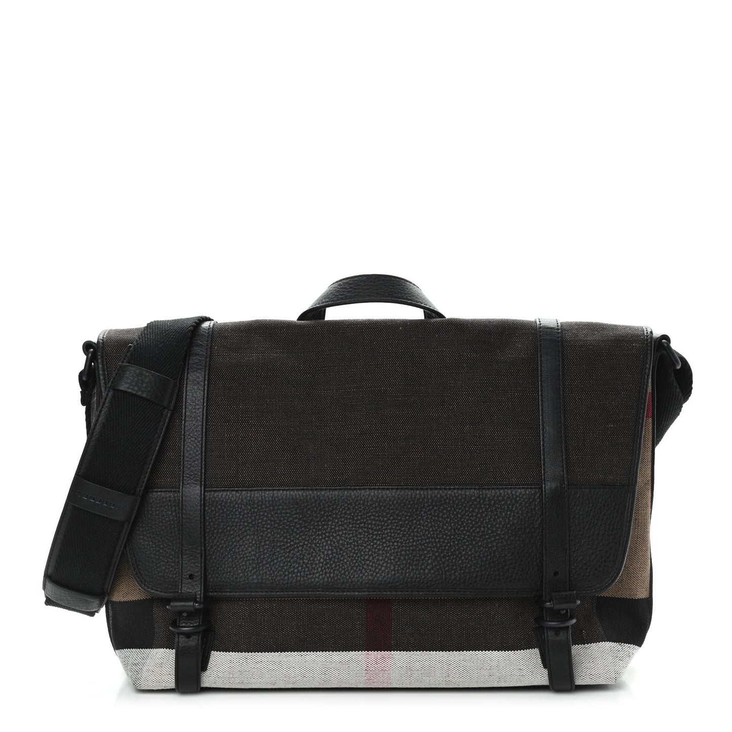 Brit Canvas Mega Check Grainy Calfskin Messenger Bag