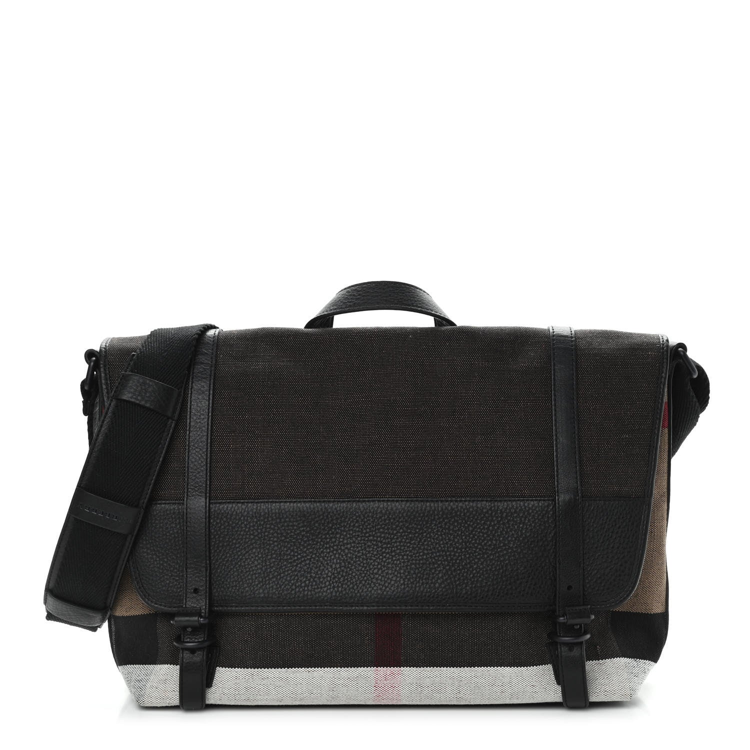 Burberry Brit Canvas Mega Check Grainy Calfskin Messenger Bag 1 of 11