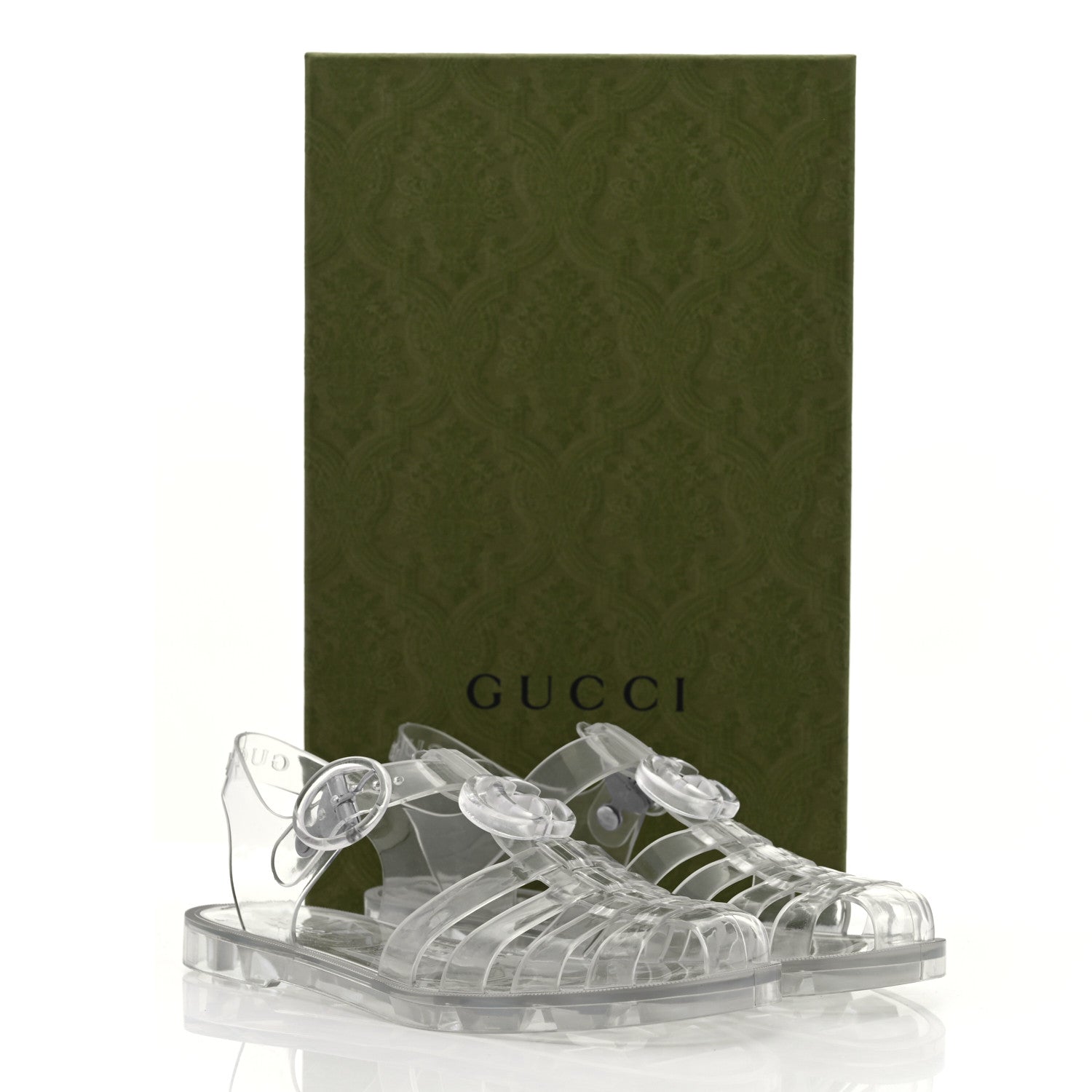 Gucci Shiny Rubber Double G Buckle Strap Sandals 35 Transparent 9 of 9