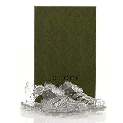 Gucci Shiny Rubber Double G Buckle Strap Sandals 35 Transparent 9 of 9