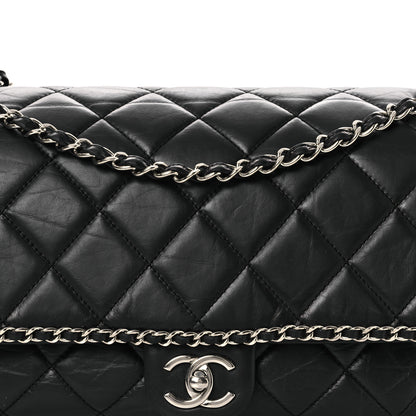 Chanel Crumpled Calfskin Quilted Large Chain Around Flap Black 8 of 15