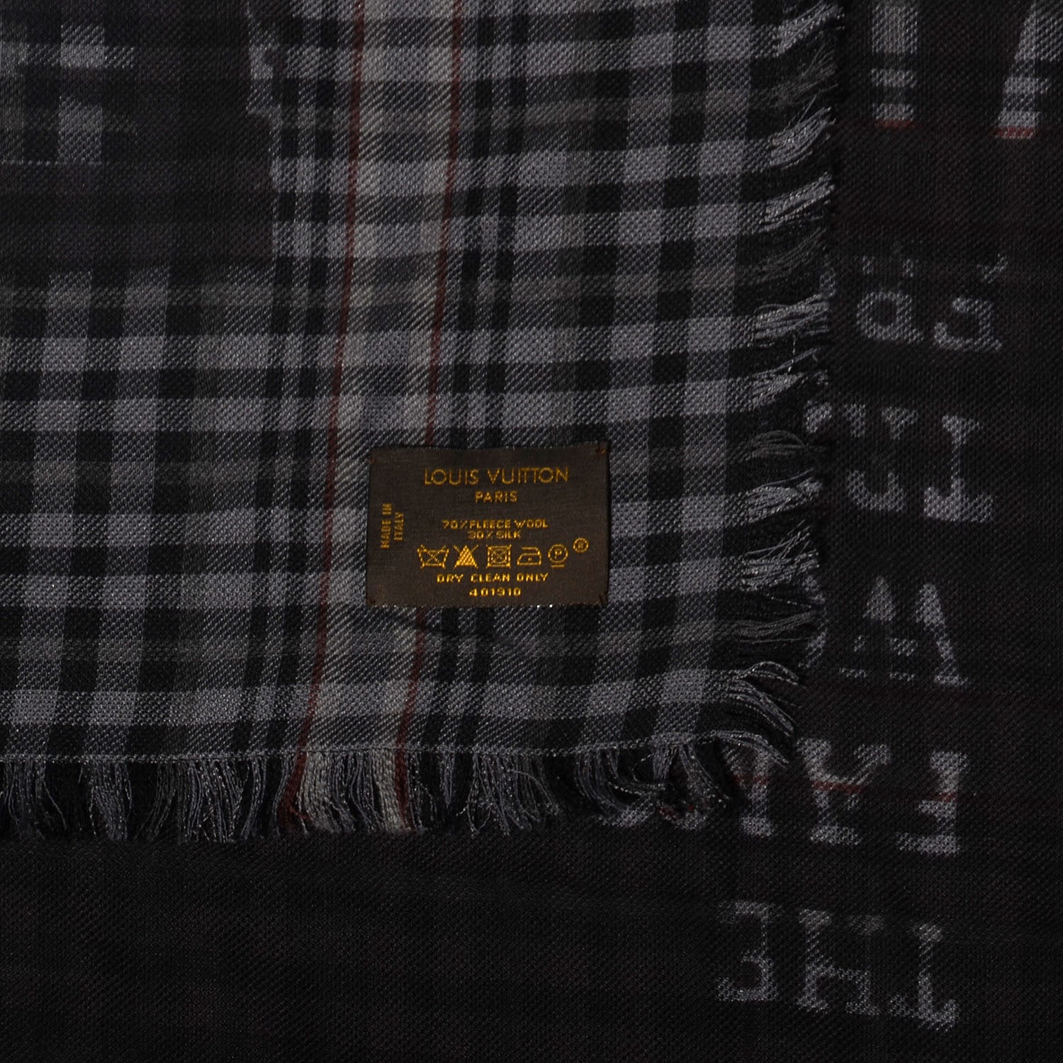 Louis Vuitton Mens Fleece Wool Silk Trunks Shawl Gris Rouge 4 of 4