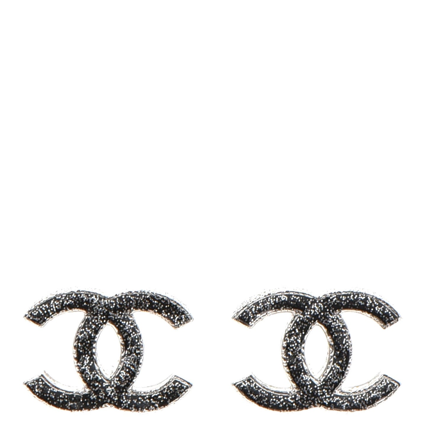 Glitter Resin CC Earrings Silver Black