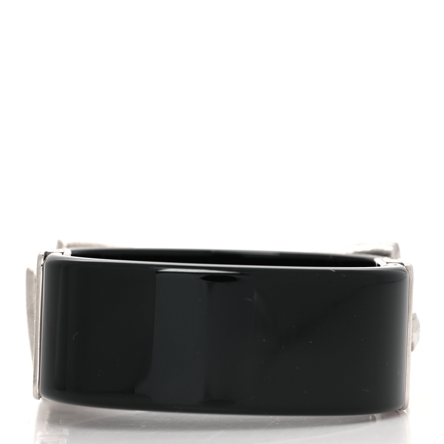 Chanel Resin Crystal CC Bow Cuff Bracelet Black Silver 3 of 5
