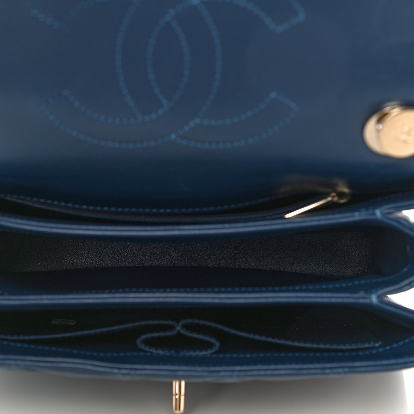 Lambskin Quilted Small Trendy CC Flap Dual Handle Bag Navy
