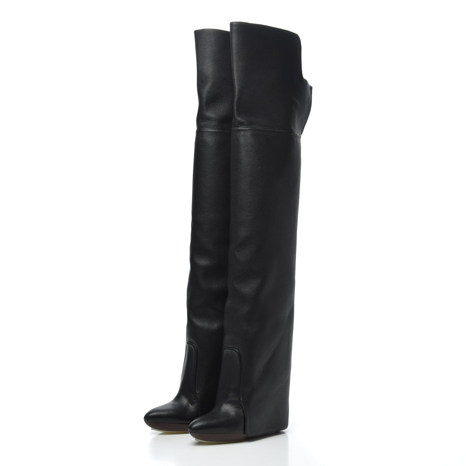 Givenchy Calfskin Newton Over The Knee Boots 35.5 Black Marron 4 of 18