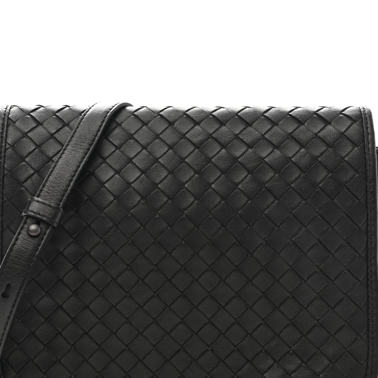 Nappa Intrecciato Flap Crossbody Black
