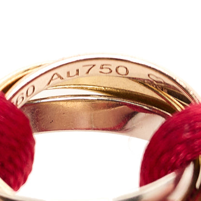 Cartier 18K Pink Yellow White Gold Trinity Cord Bracelet Red 5 of 6