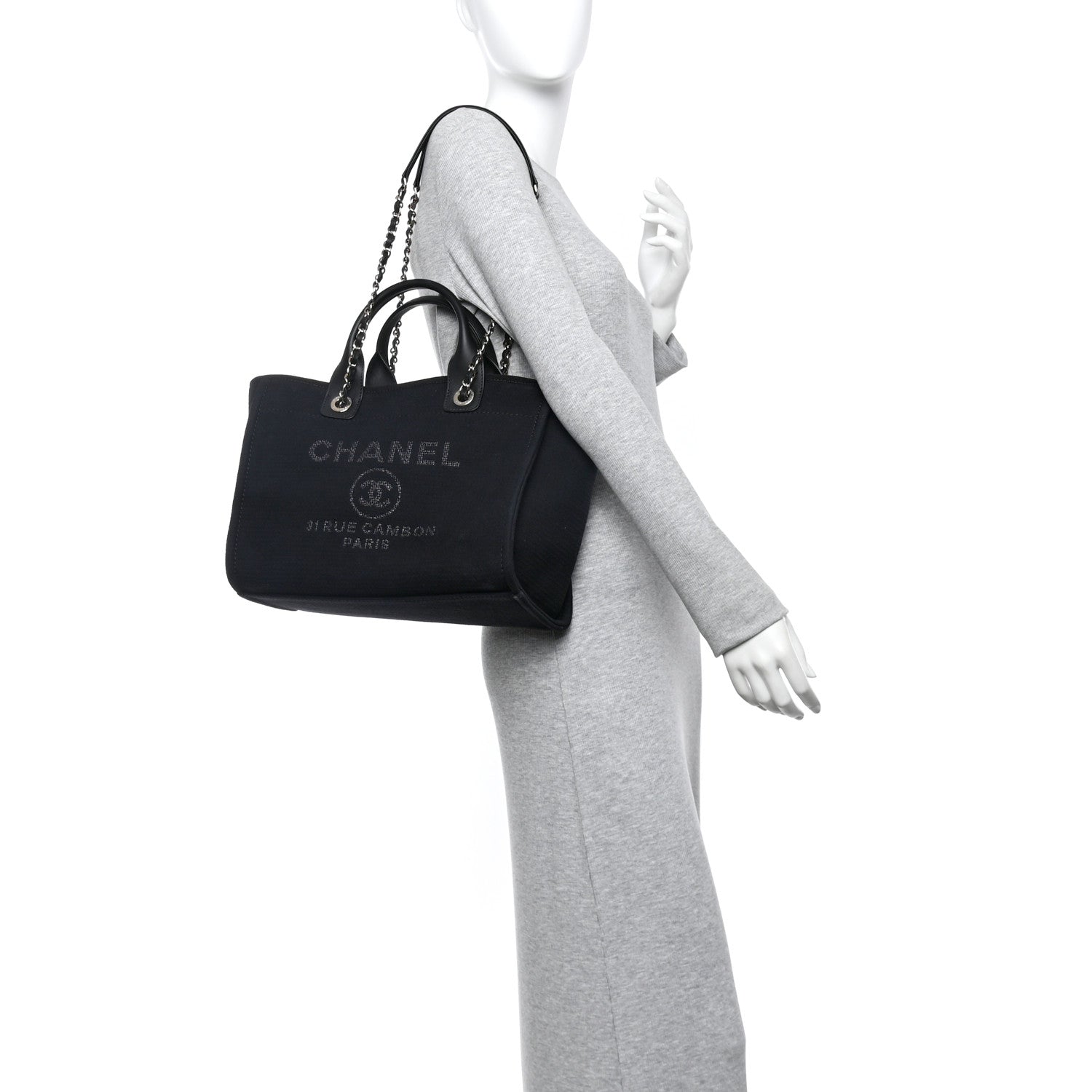 Chanel Mixed Fibers Small Deauville Tote Black 2 of 11
