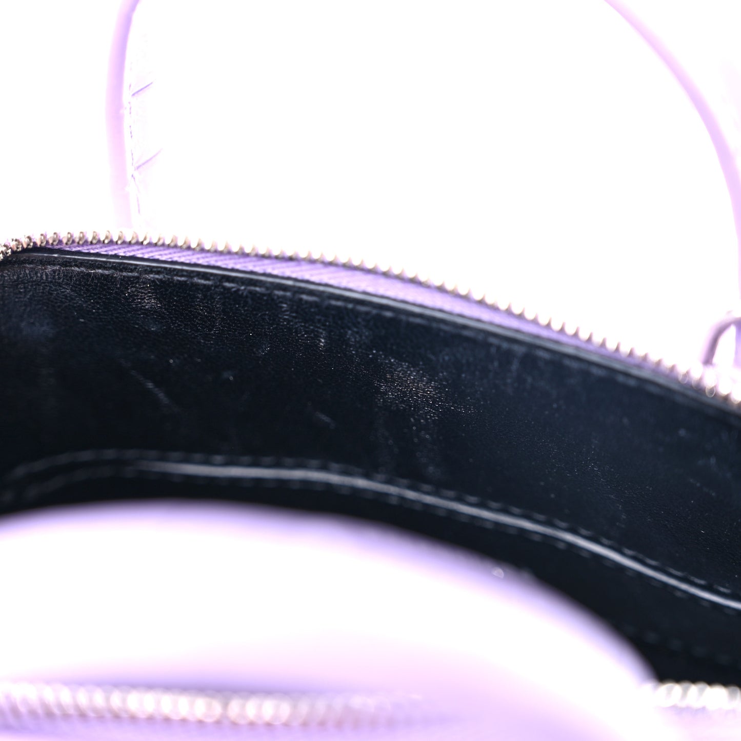 Shiny Calfskin Logo Crocodile Embossed XXS Ville Top Handle Bag Lilac White