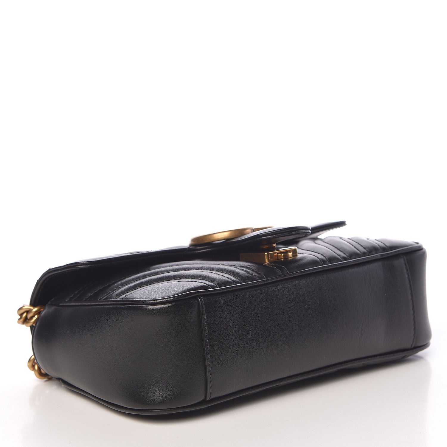 Gucci Calfskin Matelasse Mini GG Marmont Shoulder Bag Black 4 of 12