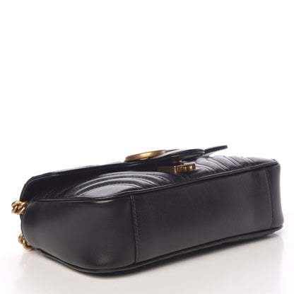 Gucci Calfskin Matelasse Mini GG Marmont Shoulder Bag Black 4 of 12
