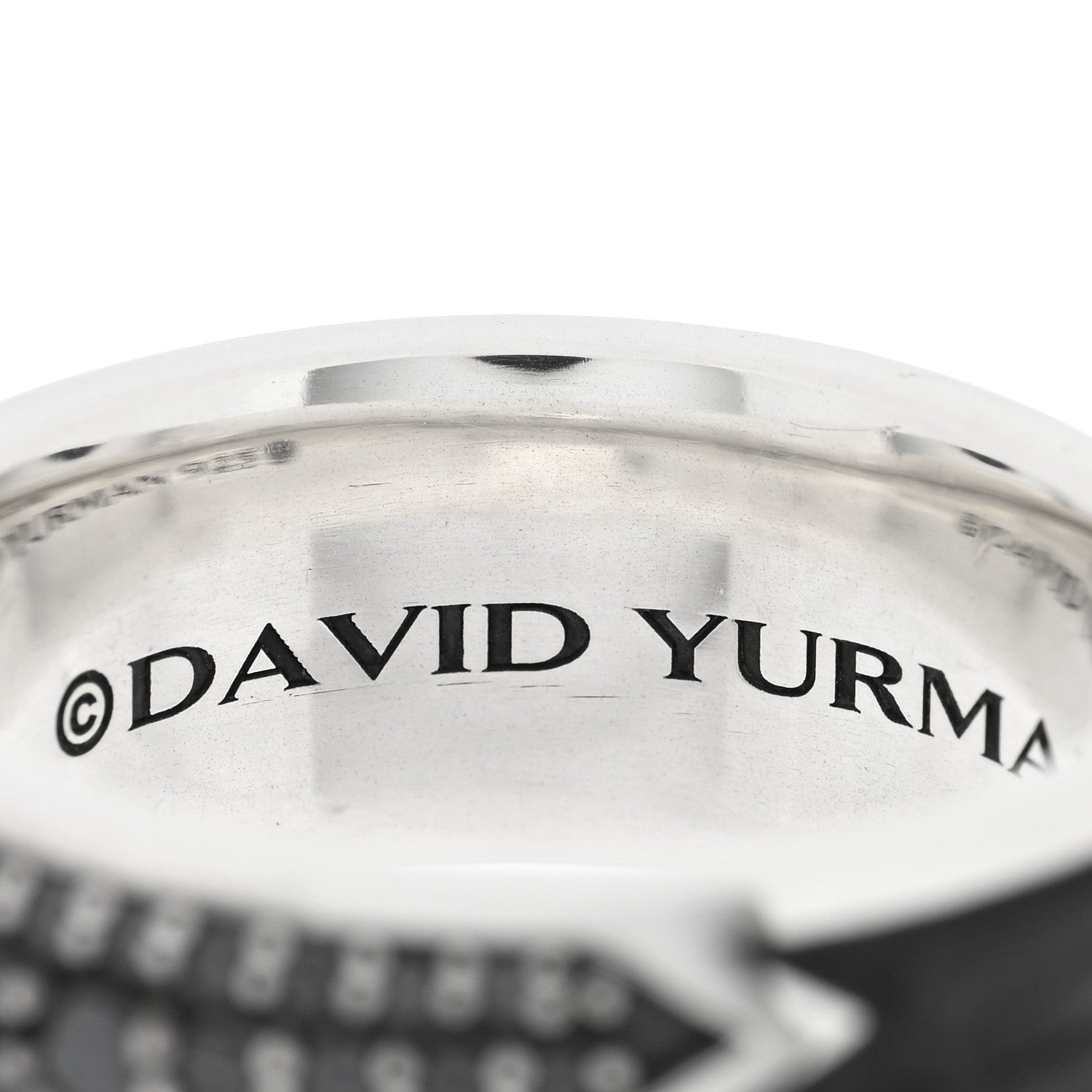 David Yurman Sterling Silver Black Diamond Forged Carbon Beveled Band Ring 60 9 4 of 5