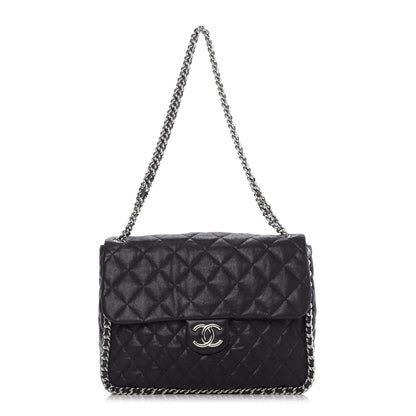 Chanel Washed Lambskin Quilted Maxi Chain Around Flap Black 1 of 10