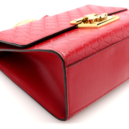 Gucci Guccissima Medium Padlock Shoulder Bag Hibiscus Red 9 of 10