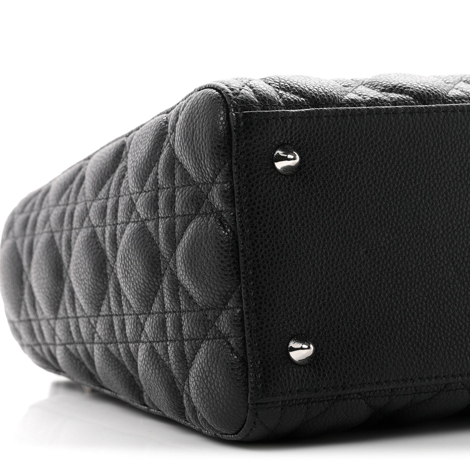 Christian Dior Grained Calfskin Cannage Medium Lady Dior Black 9 of 10