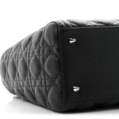 Christian Dior Grained Calfskin Cannage Medium Lady Dior Black 9 of 10