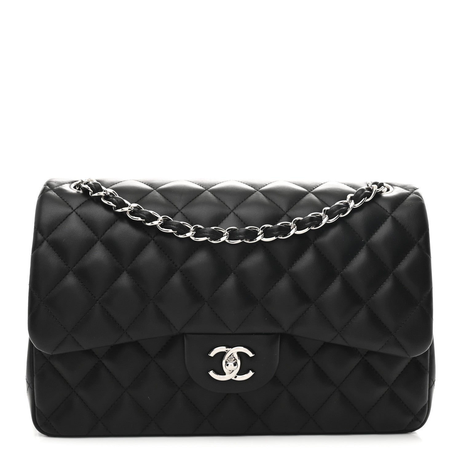 Chanel Lambskin Quilted Jumbo Double Flap Black 1 of 11