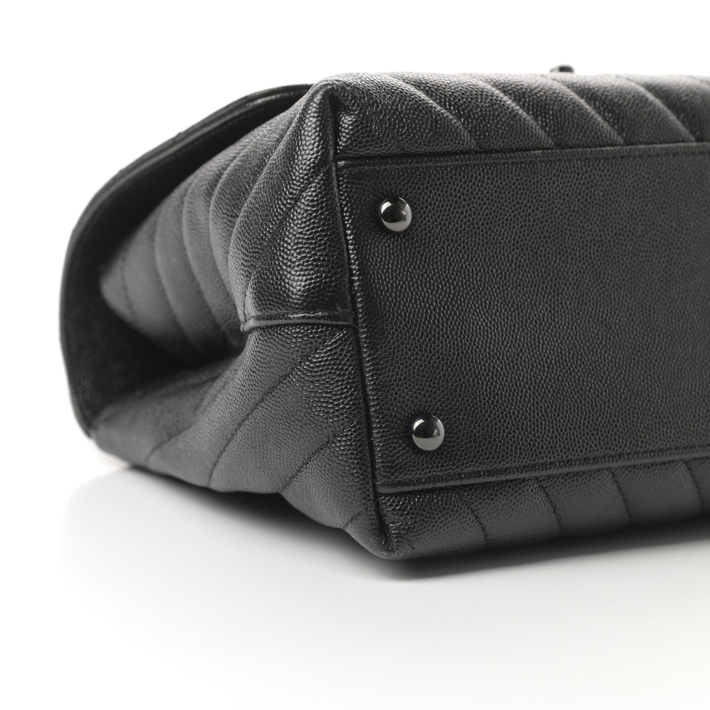 Caviar Chevron Quilted Small Coco Handle Flap So Black